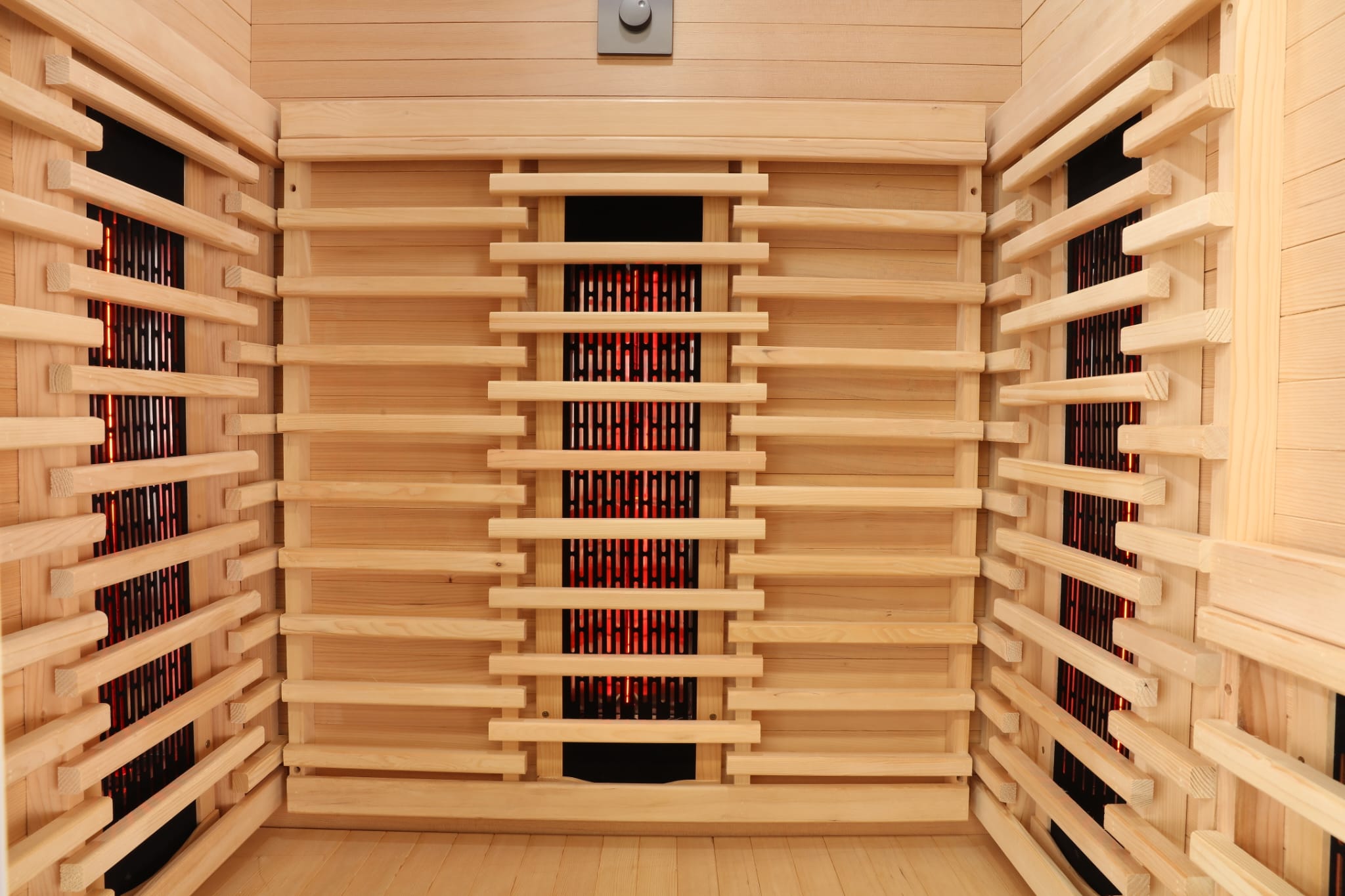 1 Person Indoor Infrared Sauna - HotBox 1 Canadian Hemlock - LED lighting detail 1 Person Indoor Infrared Sauna - HotBox 1 Canadian Hemlock - LED lighting detail