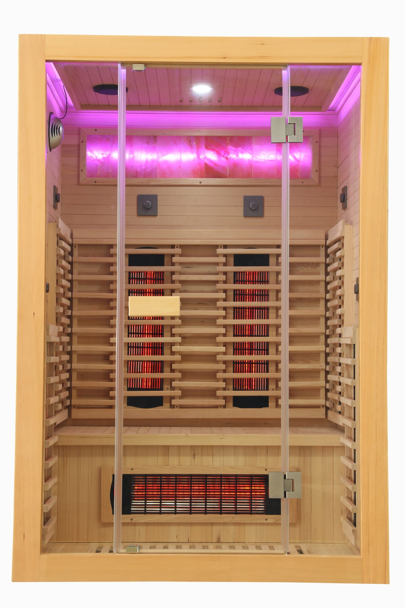 2 Person Indoor Infrared Sauna - HotBox 2 Canadian Hemlock - LED lighting detail