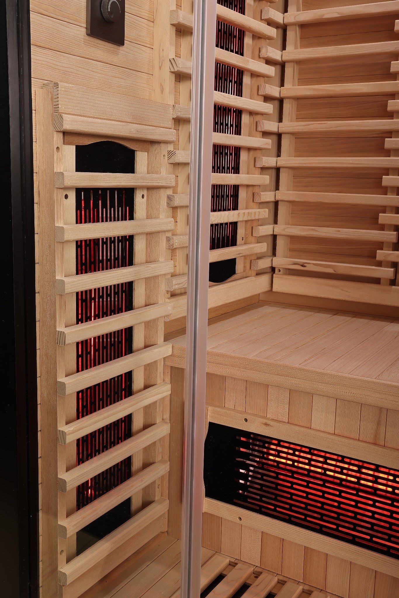 1 Person Black Indoor Infrared Sauna - HotBox 1 Black - LED lighting detail 1 Person Black Indoor Infrared Sauna - HotBox 1 Black - LED lighting detail