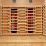 2 Person Indoor Infrared Sauna - HotBox 2 Canadian Hemlock - control panel and Bluetooth audio
