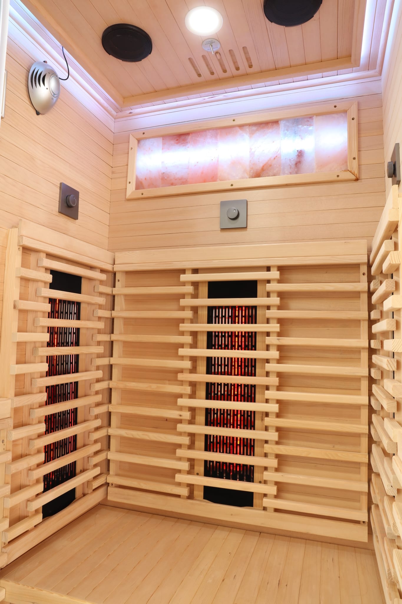 1 Person Indoor Infrared Sauna - HotBox 1 Canadian Hemlock - installed in a home wellness room 1 Person Indoor Infrared Sauna - HotBox 1 Canadian Hemlock - installed in a home wellness room