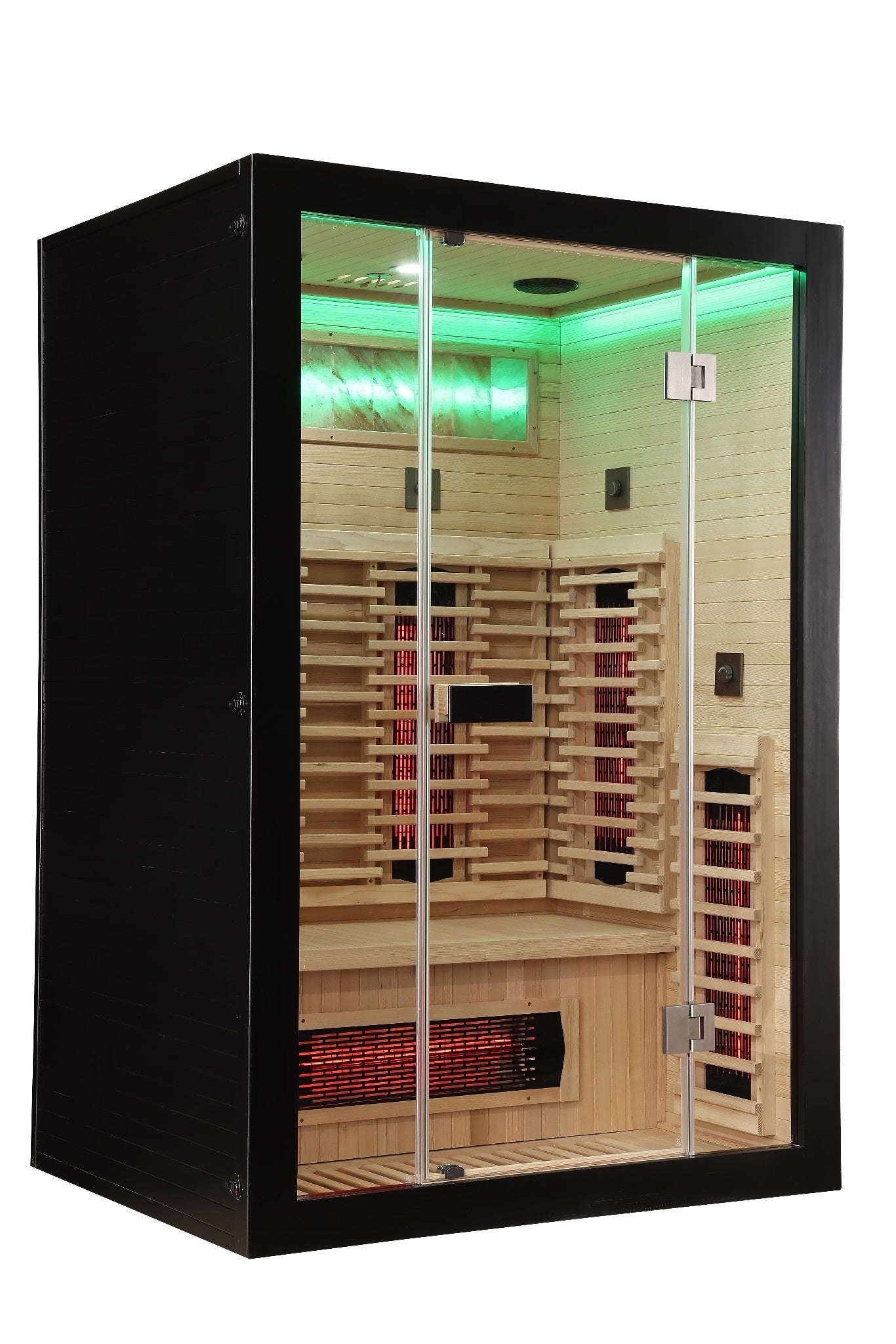 2 Person Black Indoor Infrared Sauna - HotBox 2 Black - interior view