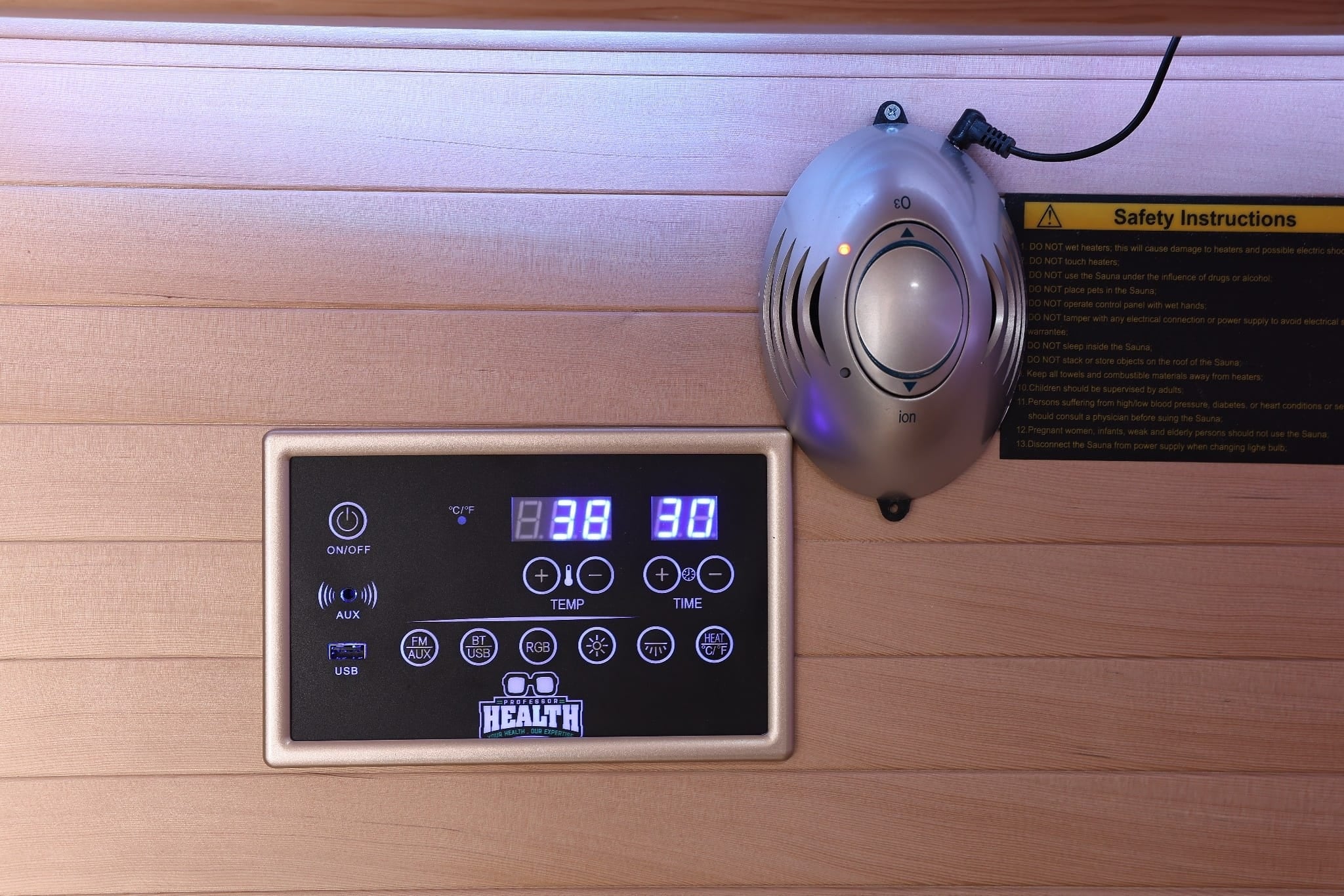 2 Person Black Indoor Infrared Sauna - HotBox 2 Black - LED lighting detail