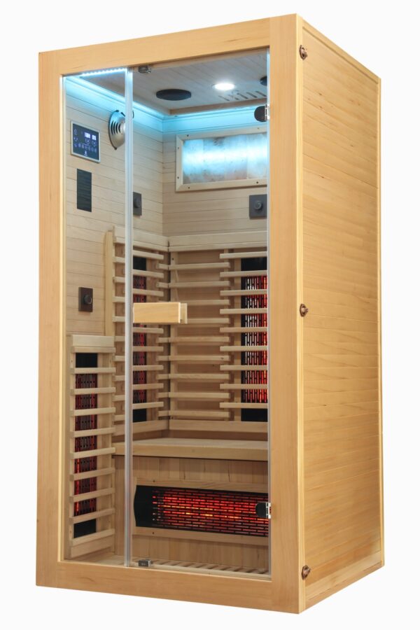 1 Person Indoor Infrared Sauna - HotBox 1 Canadian Hemlock - interior view